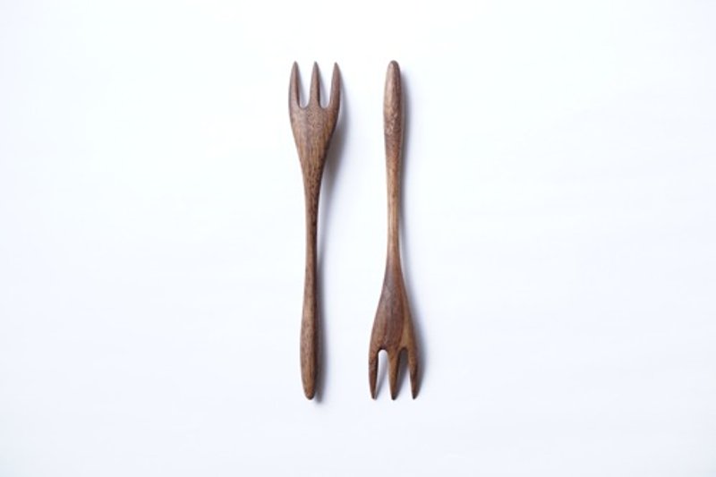 Wooden Fork, size small, Walnut - ช้อนส้อม - ไม้ 