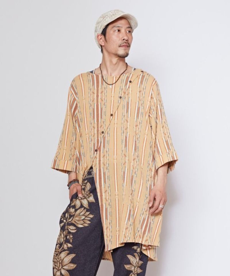 【熱門預購】南印度織紋不對稱男裝上衣  (3色) IMC-5211 - 男 T 恤 - 棉．麻 