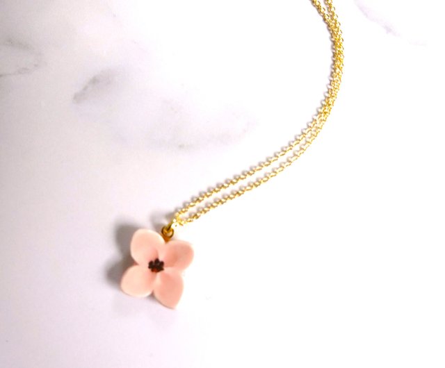 小さな花のnecklace ピンク - ショップ irodori ceramic accessory