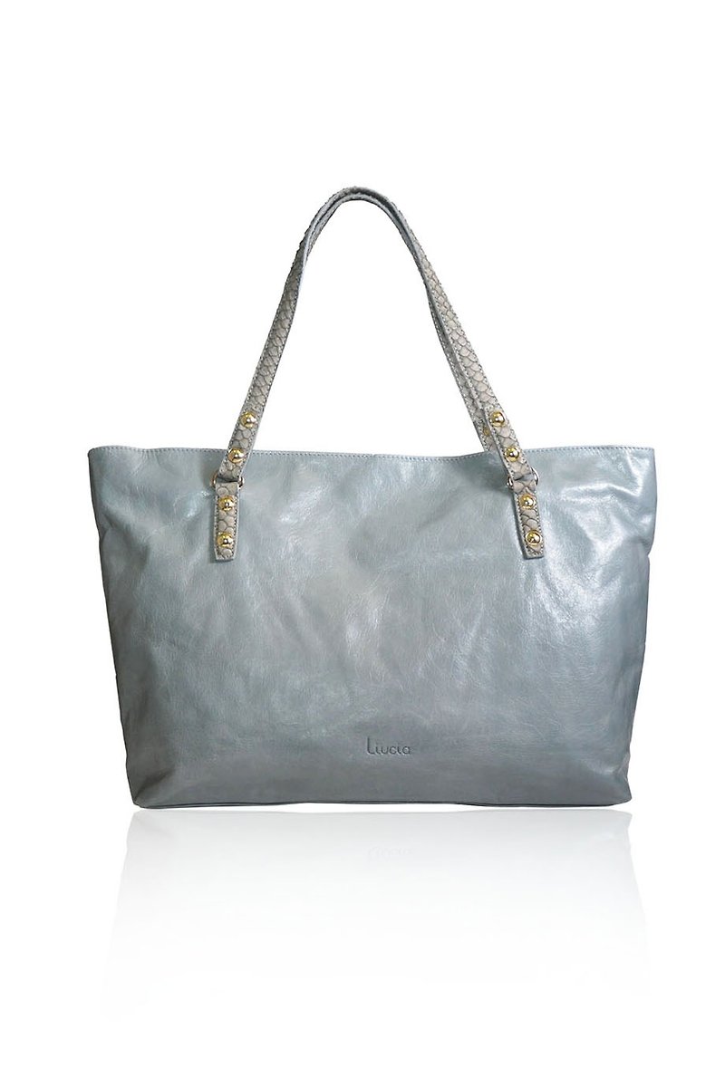 Annalise Italian Leather Tote Bag - กระเป๋าแมสเซนเจอร์ - หนังแท้ สีน้ำเงิน