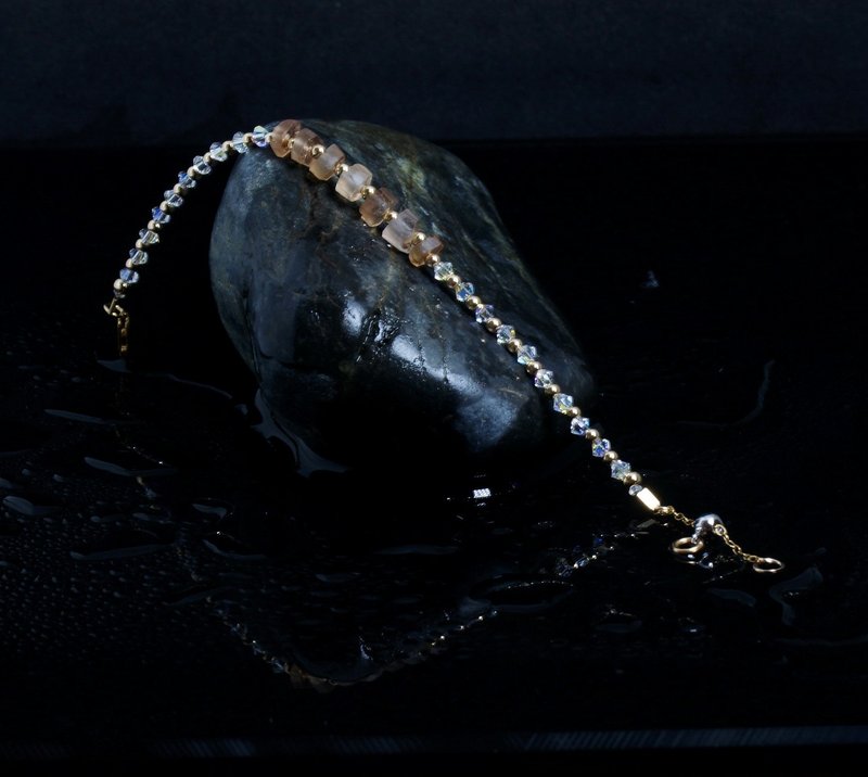 曰本 Cenfill 鋼絲 帝王托柏石原礦 14K包金 GF Swarovski 手鍊 - 手鍊/手環 - 寶石 
