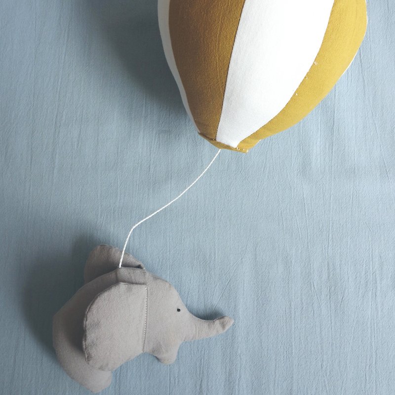 大象熱氣球手作材料包 - 編織/刺繡/羊毛氈/縫紉 - 棉．麻 