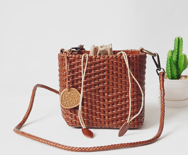 2 way genuine leather shoulder bag hand woven basket bag crossbody mini bag lightweight Shop Travel Light Messenger Bags Sling Bags Pinkoi