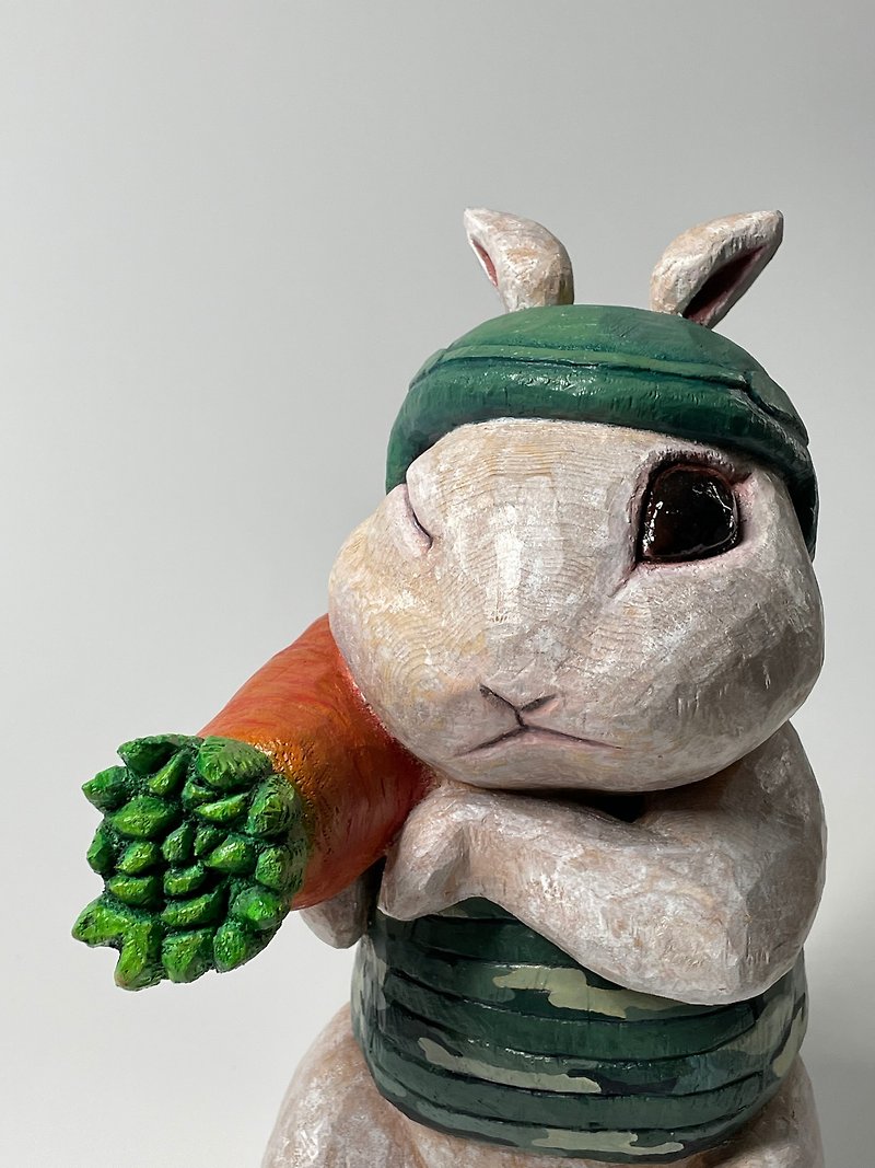 木雕藝術品 木雕擺設 藝術家 兔子雕塑 公仔 擺飾 當代藝術雕塑 - 裝飾/擺設  - 木頭 