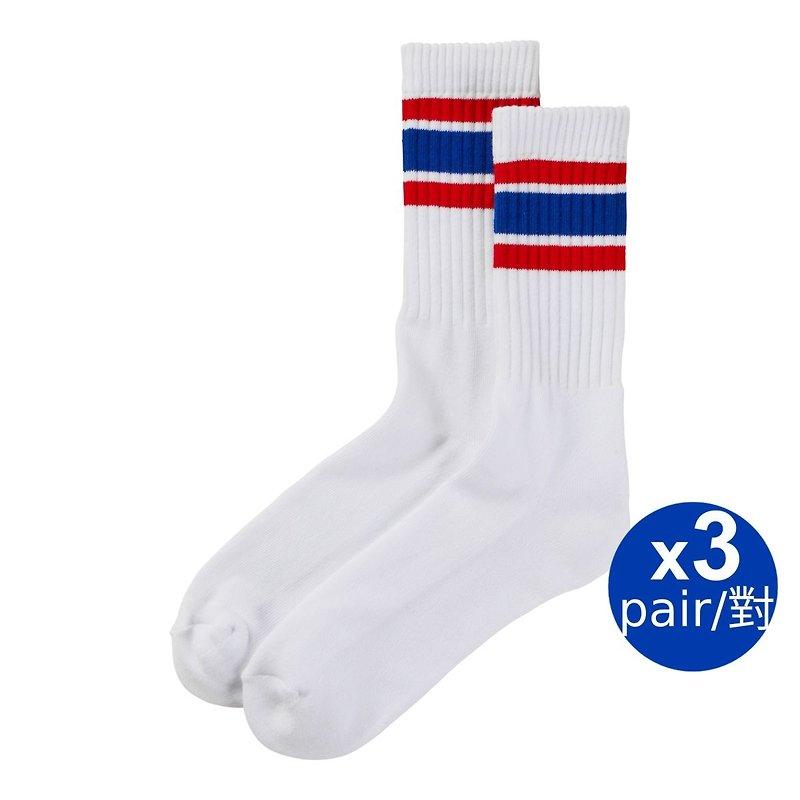 United Athle 9240-01 Crew Socks (3 Paris) White/Red/Blue Color - Socks - Other Materials 