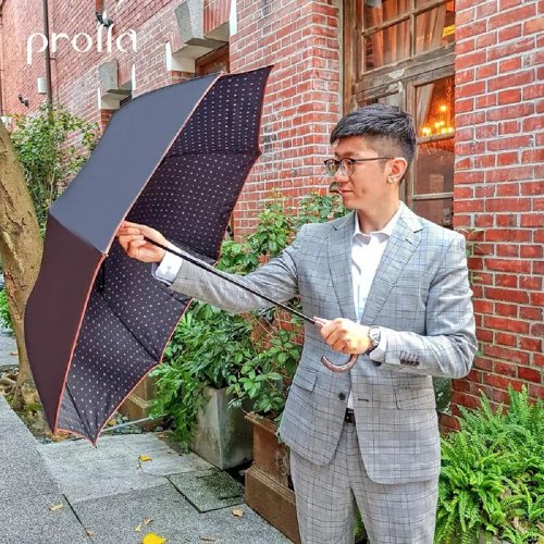 Prolla 保羅拉精品雨傘 8骨滑順木質握把 英倫紳士 折疊男大傘|抗UV遮光|超潑水手開折傘
