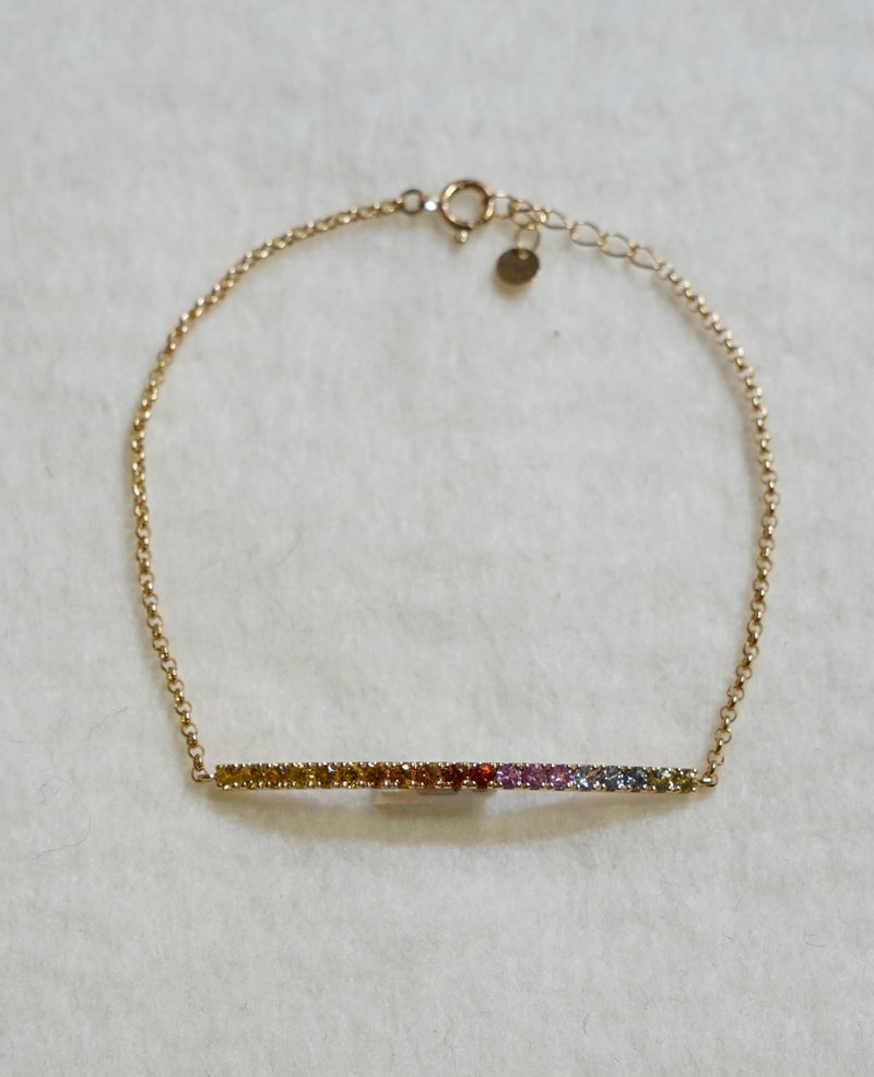 K10 Rainbow sapphire bracelet - 手鍊/手環 - 其他金屬 多色
