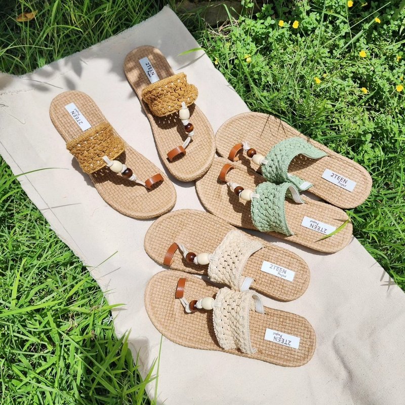 Pastel Weave T-Strap Sandals - 女休閒鞋/帆布鞋 - 橡膠 