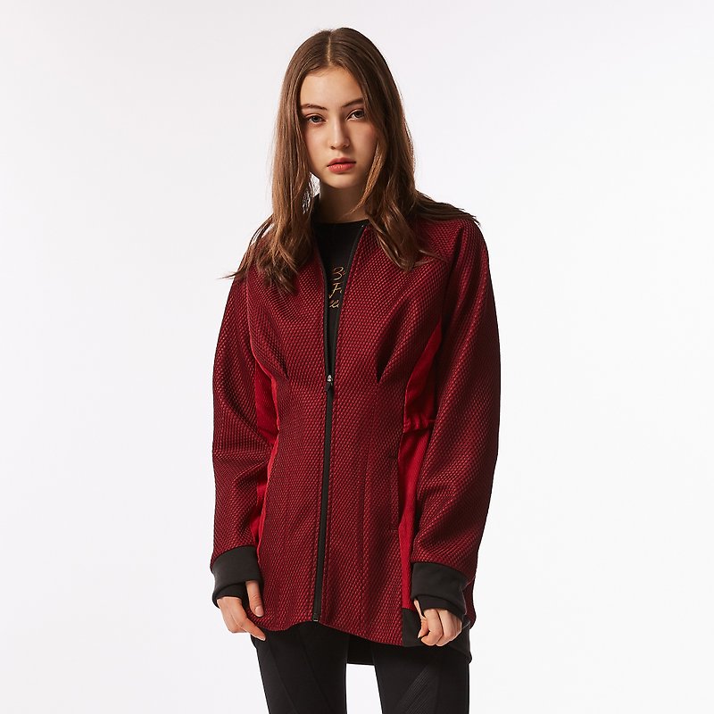 最後一件! 立體紋理飛行夾克洋裝 (紋理紅) - 女大衣/外套 - 其他材質 紅色