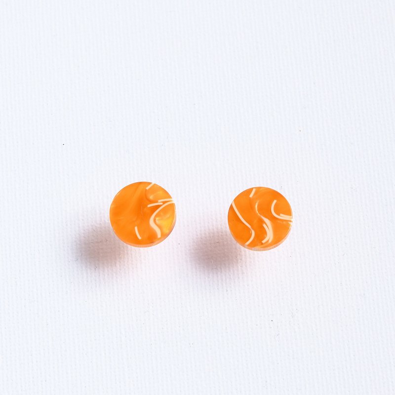 Great Artist- Acrylic Round Earrings (Daji) - ต่างหู - สแตนเลส สีส้ม