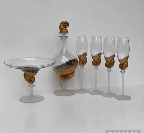 HappyDuckVintage 水晶餐具套裝 6件套|手工吹製水晶玻璃杯、醒酒器和花瓶