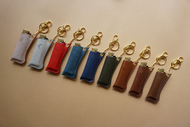 Handmade Leather-Waist Lighter Case Japanese Retro Curvy Lighter Case Holder - Keychains - Genuine Leather Brown