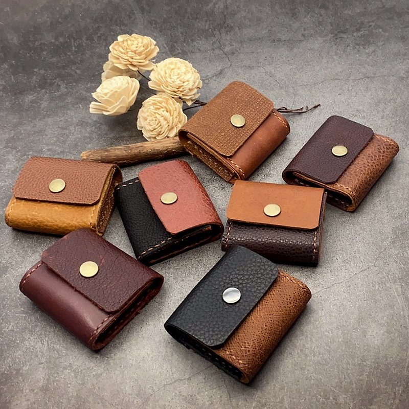 U6.JP6 Handmade leather goods-pure hand-stitched imported cowhide and natural hand-made leather. - Coin Purses - Genuine Leather Brown