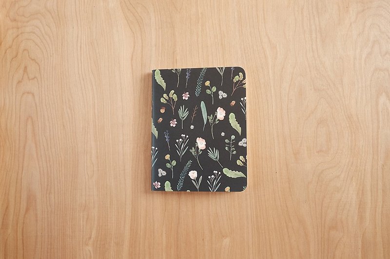 スモールノートの本、草木模様 - ノート・手帳 - 紙 ブラック
