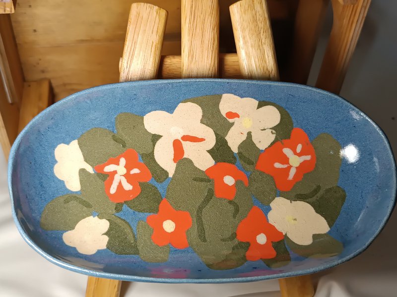 花園-橢圓深盤 - 盤子/餐盤/盤架 - 陶 