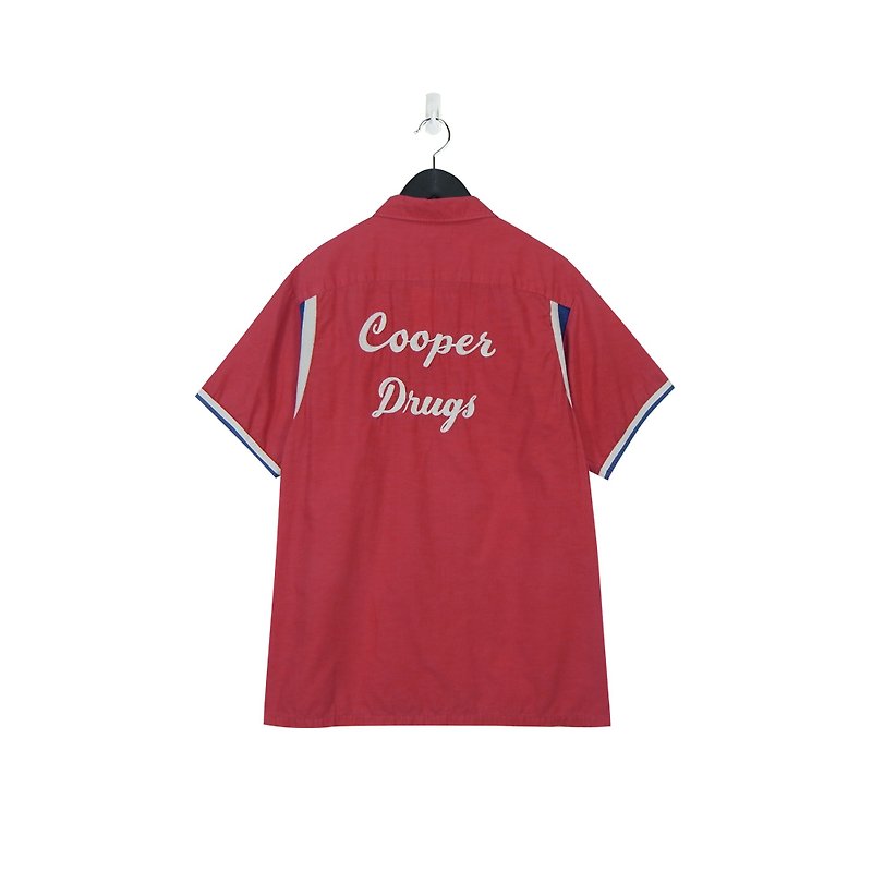 A‧PRANK :DOLLY :: Retro 50sHilton Red Blue White Knit Bowling Shirt T805093 - Men's Shirts - Cotton & Hemp Red