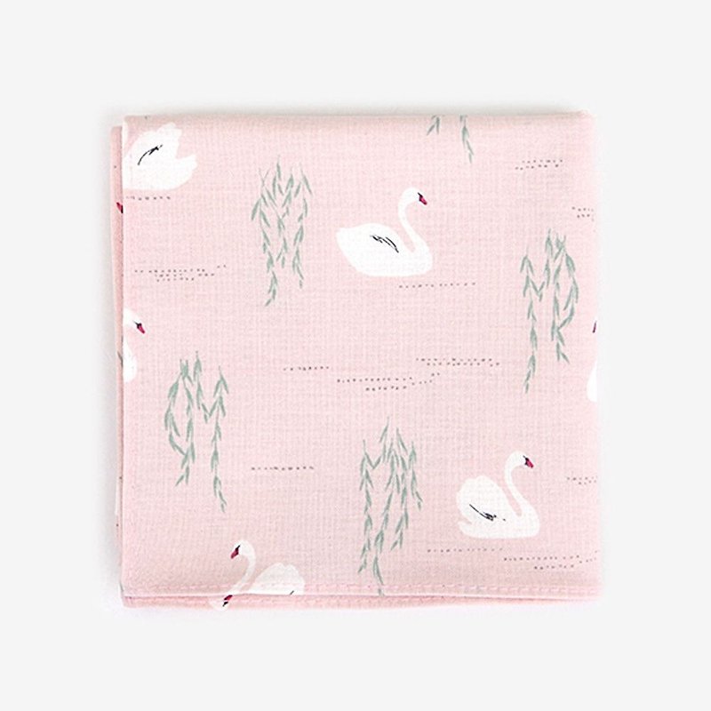 Dailylike Nordic wind cotton handkerchief 41 Swan Lake, E2D03046 - Handkerchiefs & Pocket Squares - Cotton & Hemp Pink