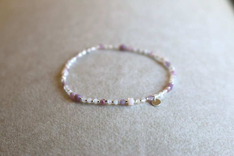 Bracelet Purple Mica Moonstone Natural Stone - Good News - - Bracelets - Semi-Precious Stones Purple