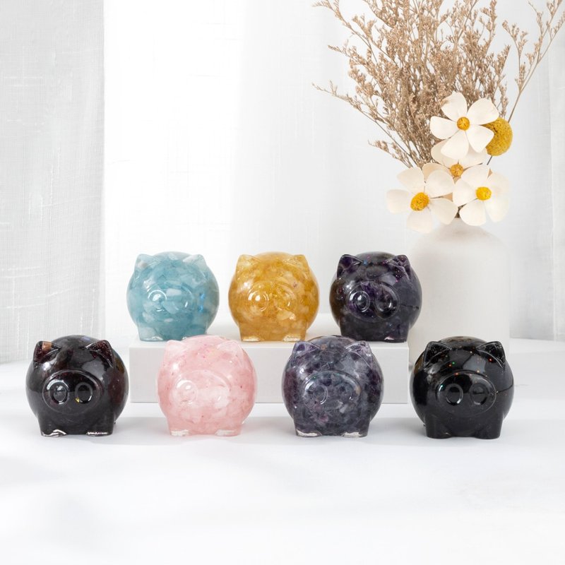 【SIO Crystal】Lucky piggy (seven kinds of crystals are optional) - ของวางตกแต่ง - คริสตัล หลากหลายสี