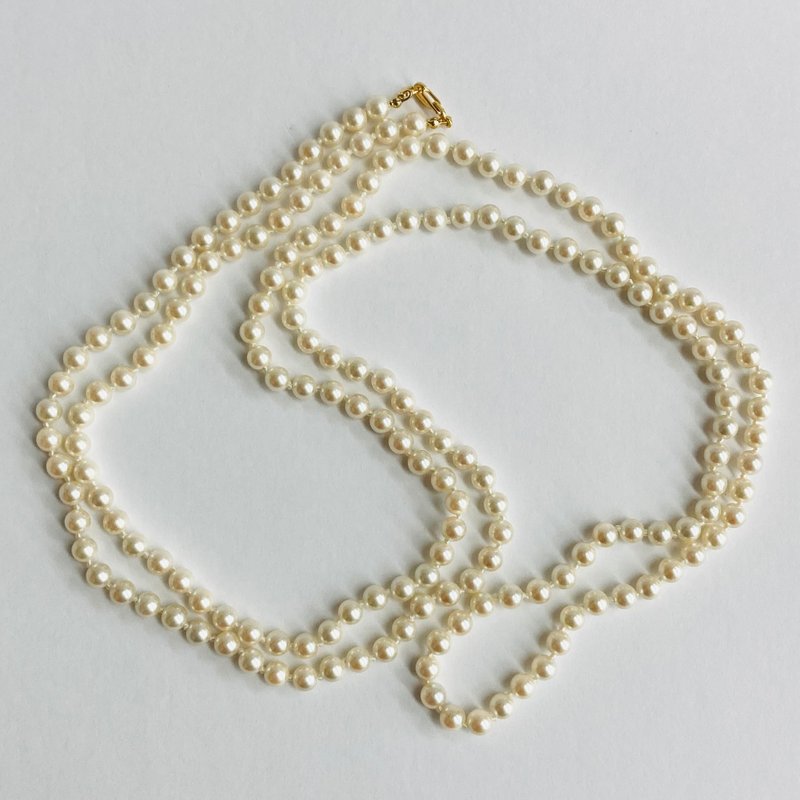 貝パール3Wayオールノットロングネックレス/約6mm約120cm/Lt.クリーム/G/made in japan - 項鍊 - 貝殼 白色