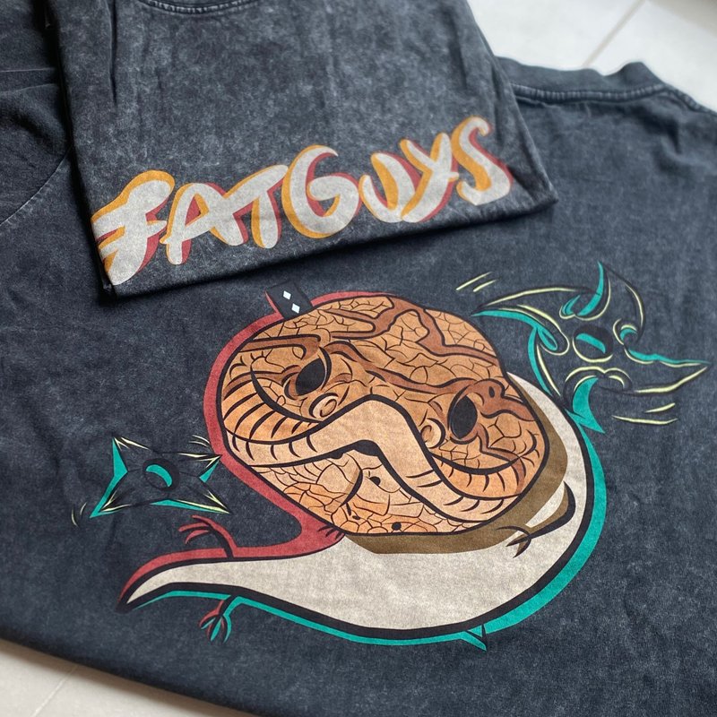 FATGUYS-Oversize Ninja Western Hognose Snake Tee - Women's T-Shirts - Cotton & Hemp Black