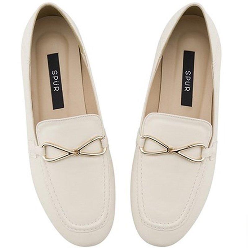 SPUR Bow ornament Flats OS8009 IVORY - Women's Oxford Shoes - Faux Leather 