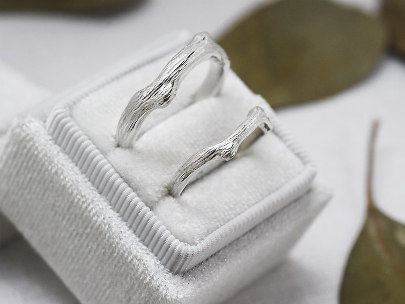Branch rings, s925 sterling silver couple rings, Valentines Day gift - แหวนคู่ - เงินแท้ สีเงิน