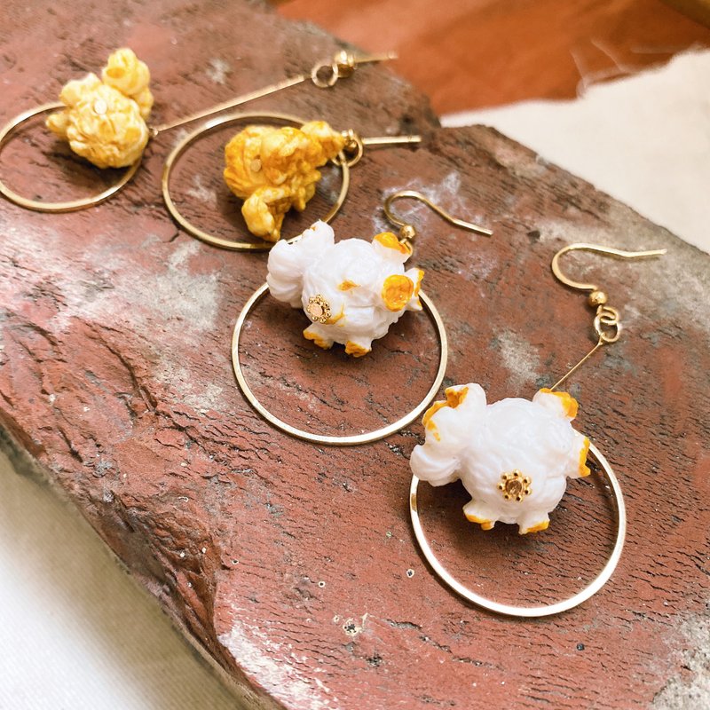 【SaWa Studio】Get a popcorn original flavor/caramel earrings/ Clip-On - Earrings & Clip-ons - Other Materials 