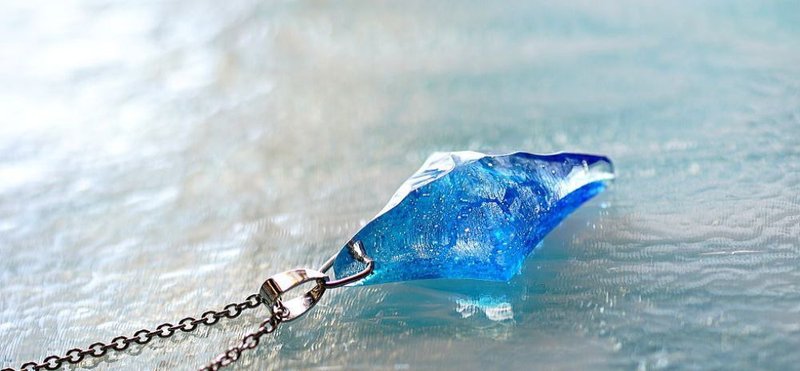 Aqua diamond star - 項鍊 - 玻璃 藍色