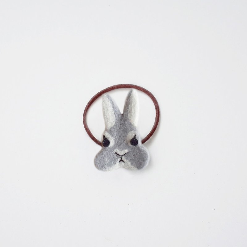 [Q-cute] bunny head - hair ring - เครื่องประดับผม - ขนแกะ สีเทา