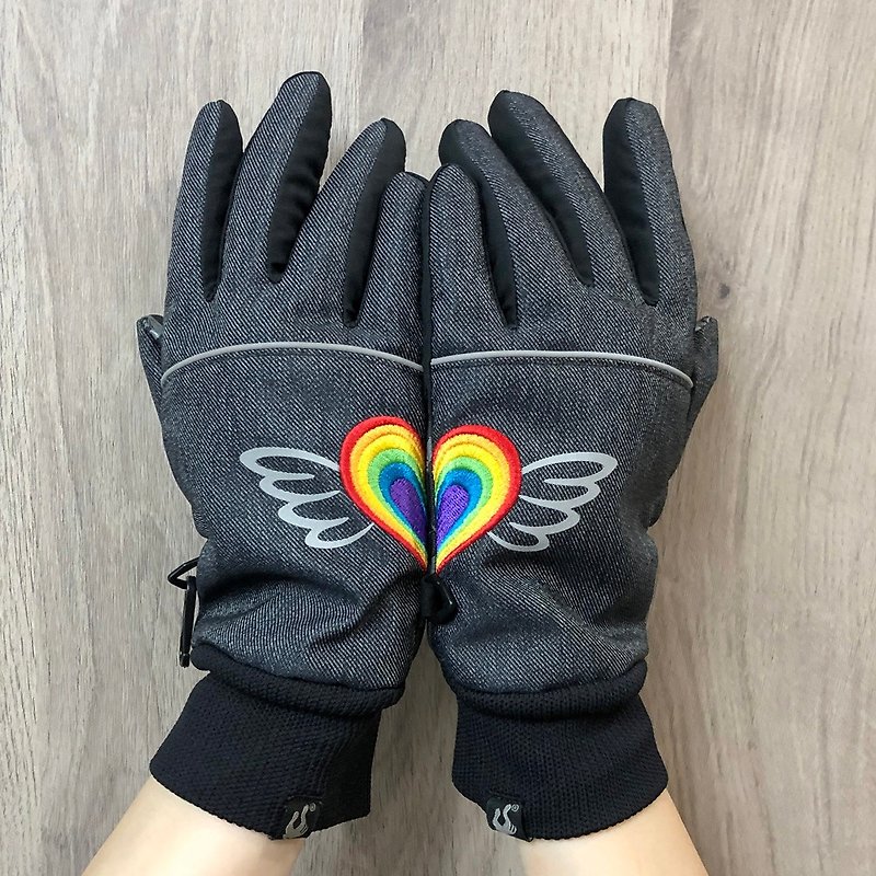 Freedom Heart Embroidered Waterproof Gloves - ถุงมือ - เส้นใยสังเคราะห์ หลากหลายสี