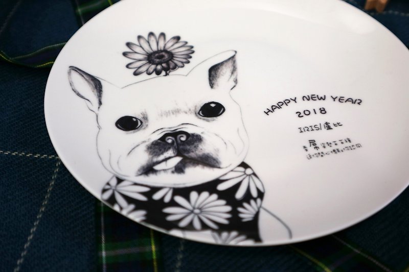 Customized - small flower method 6.5 吋 bone porcelain plate iron frame birthday gift - จานและถาด - เครื่องลายคราม 
