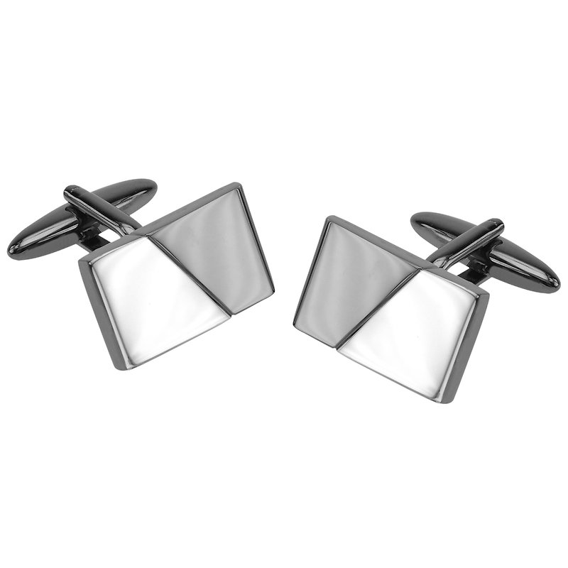 Black Gunmetal and Silver Two Tone Cufflinks - Cuff Links - Other Metals Black