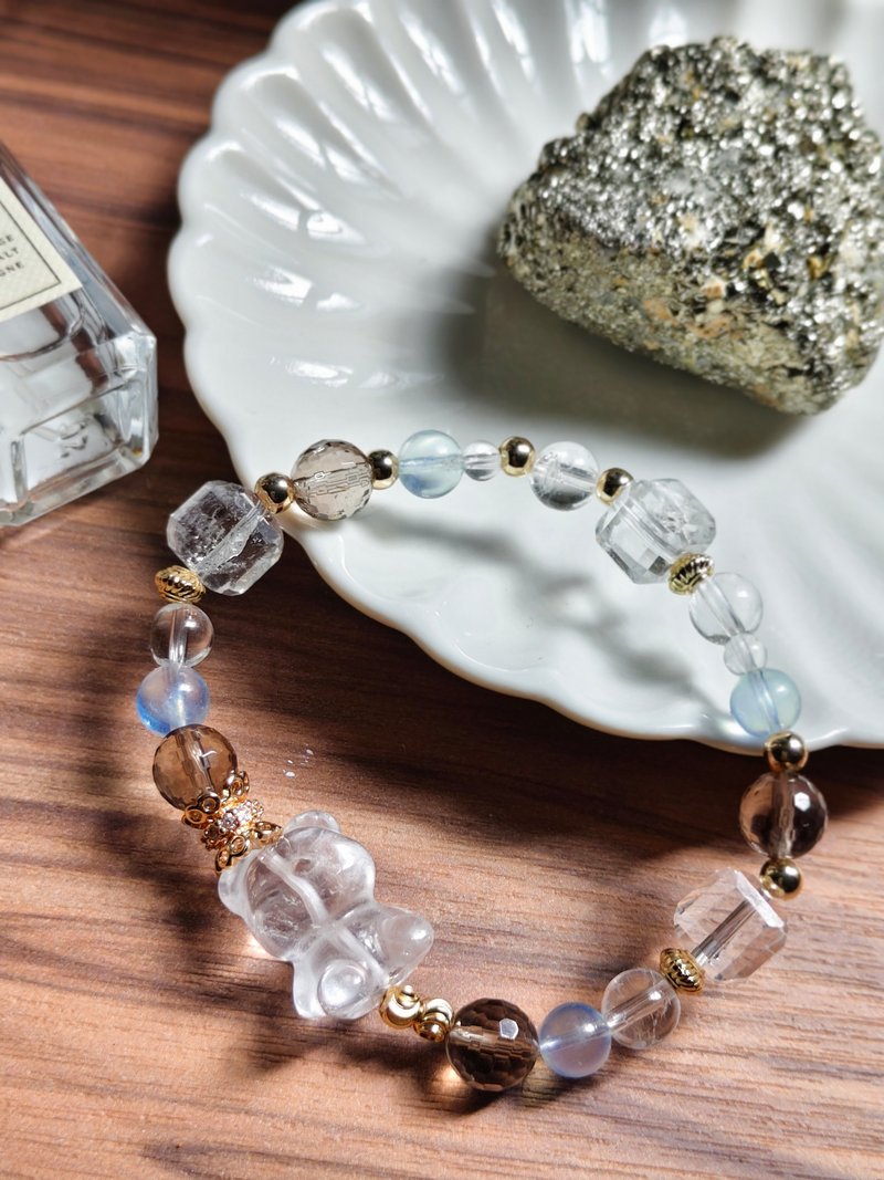 【皇冠白水晶小熊水晶手鏈】淨化身心靈 - 手鍊/手環 - 水晶 白色