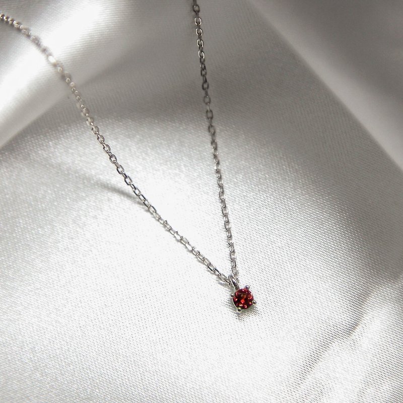 Stone single diamond necklace bracelet | birthstone birthstone series _ January | sterling silver. birthday present - Necklaces - Sterling Silver 
