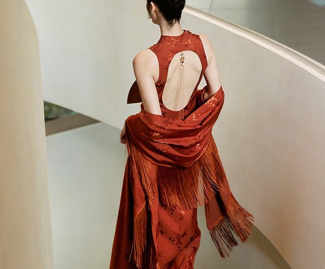 Tixiang レトロ 新中国 背中開き ジャカード 改良 チャイナ