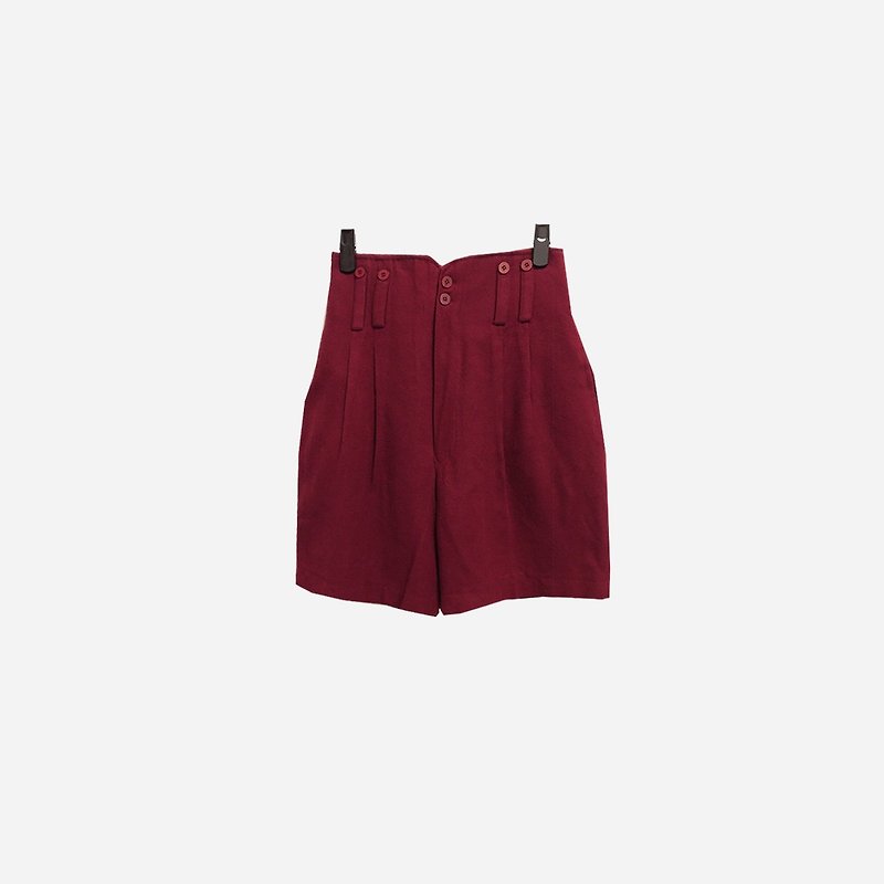 Dislocation vintage / wine red shorts no.445 vintage - กางเกงขายาว - วัสดุอื่นๆ สีแดง