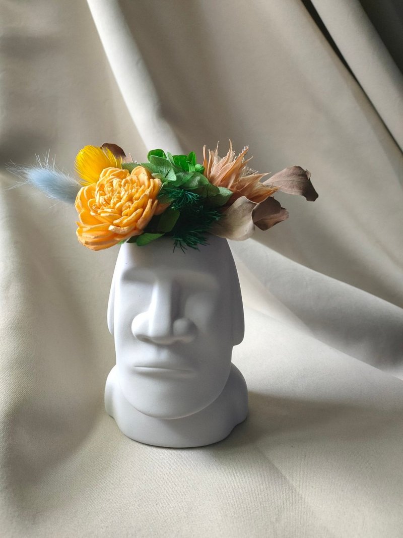 シアーウィスパーウィスパリングチベットフラワーオフィスヒーリングシステム_モアイディフューザーテーブルフラワー - ドライフラワー・ブーケ - 寄せ植え・花 イエロー