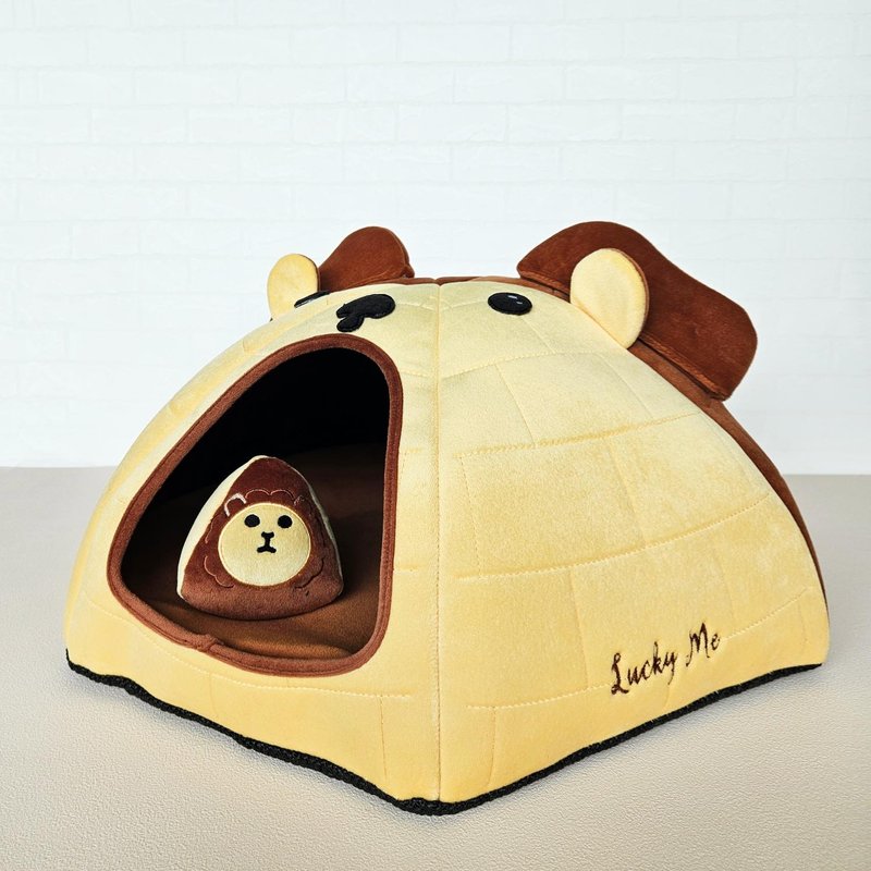 Animal igloo toy set-Cream Pudding Lion 9 types of cat nest pet bed - Bedding & Cages - Other Man-Made Fibers Yellow