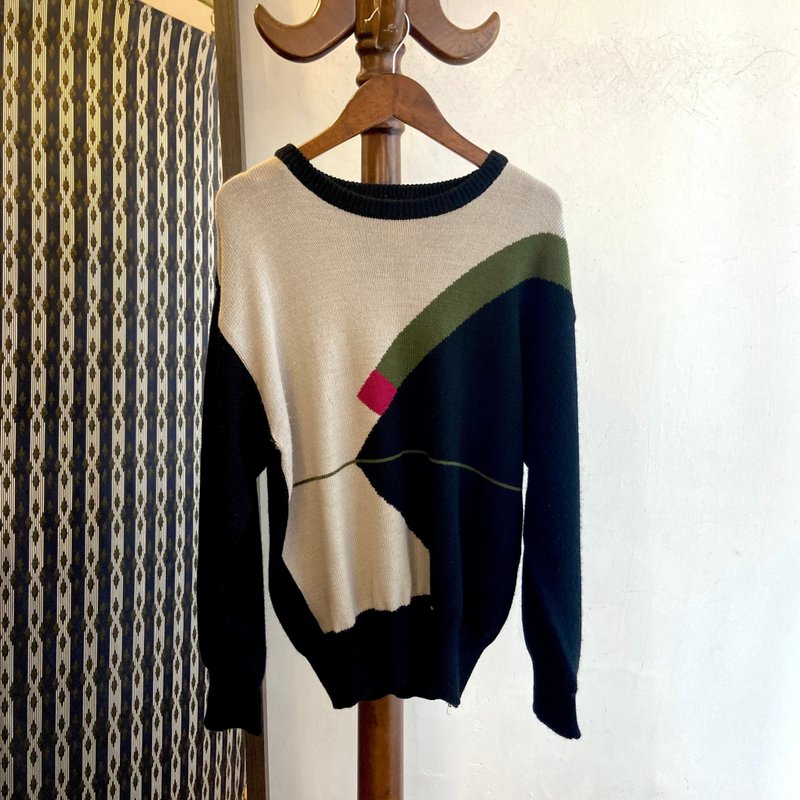 vintage knitted sweater - สเวตเตอร์ผู้หญิง - ไฟเบอร์อื่นๆ สีดำ