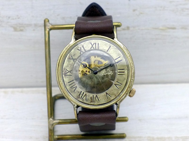 BHW101 Manual winding Brass oversized (42mm) Open heart Roman numerals Handmade wristwatch (BHW101 Rome) - นาฬิกาผู้หญิง - ทองแดงทองเหลือง สีทอง