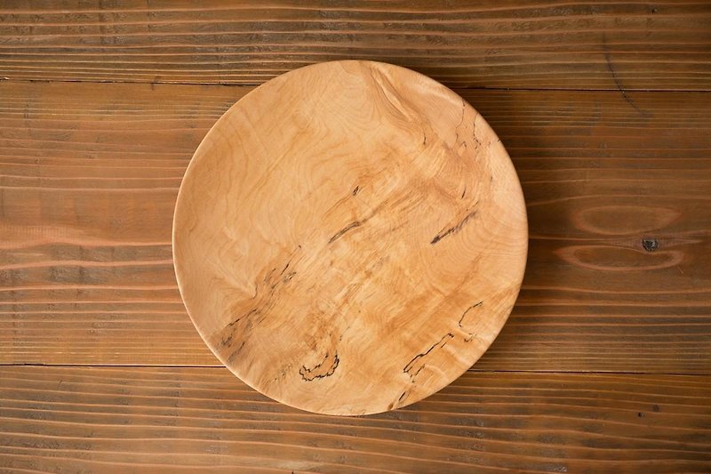 [Limited to only two points] of the potter's wheel grind wooden plate Tochigi 30cm of (land) - Small Plates & Saucers - Wood Khaki