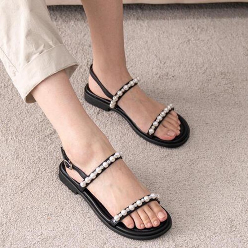 PRE-ORDER SPUR Ideal Pearl sandals涼鞋_SS9054 BLACK - 其他女皮鞋 - 其他材質 