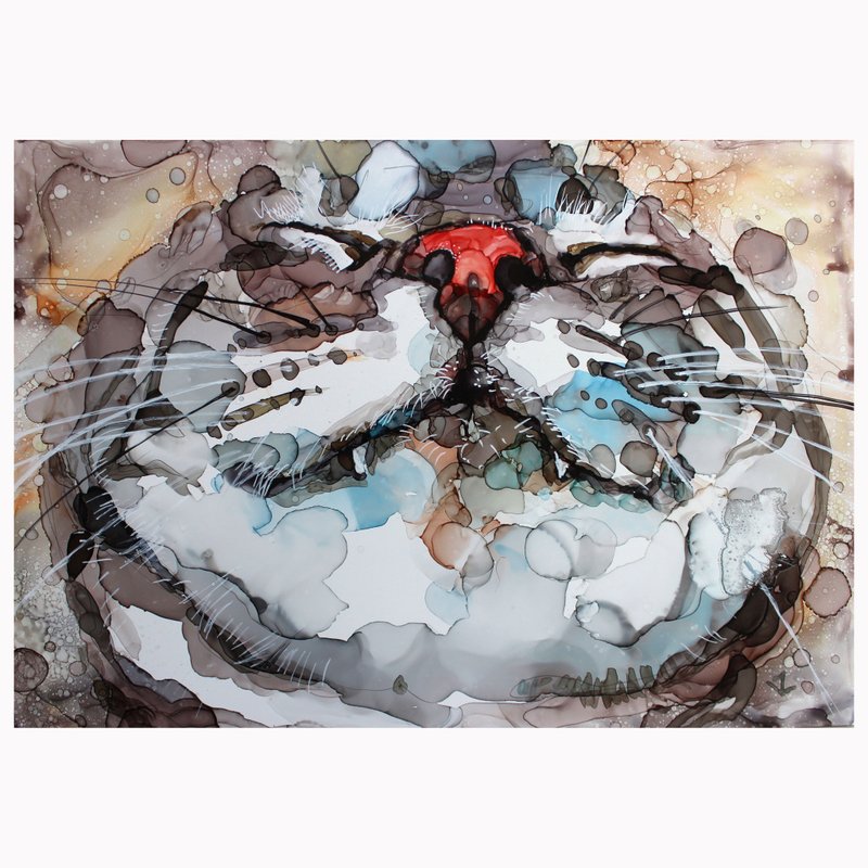 猫的肖像画小猫手绘挂在墙上的幸运猫 - 壁貼/牆壁裝飾 - 紙 
