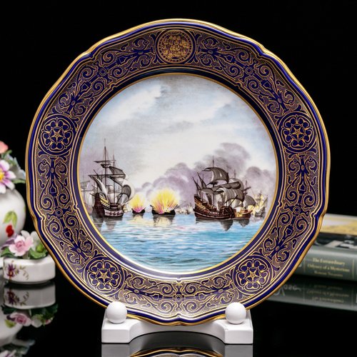 擎上閣裝飾藝術 英國製Spode乘風破浪無敵艦隊限量鑲金奢華歐式骨瓷陶瓷盤掛盤之4
