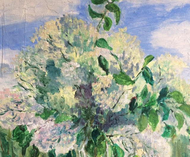 油絵 油彩 油彩画 絵 絵画 【草原に咲く白い花】