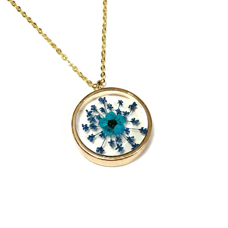 Blue Lovers (Jumbo Golden Frame Necklace) - Necklaces - Other Metals Blue