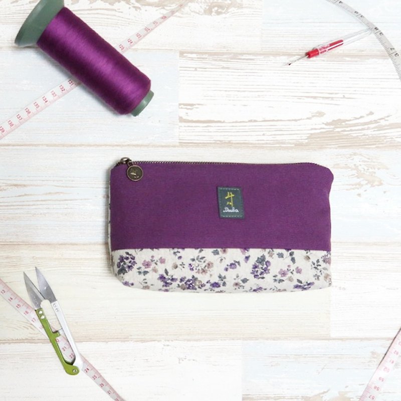 Romantic - cosmetic zipper  pencil bag - Toiletry Bags & Pouches - Cotton & Hemp Purple