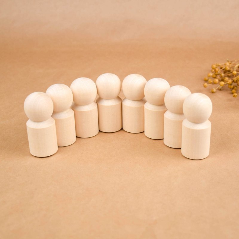 Unfinished Wooden Waldorf Peg Dolls - 嬰幼兒玩具/毛公仔 - 木頭 卡其色