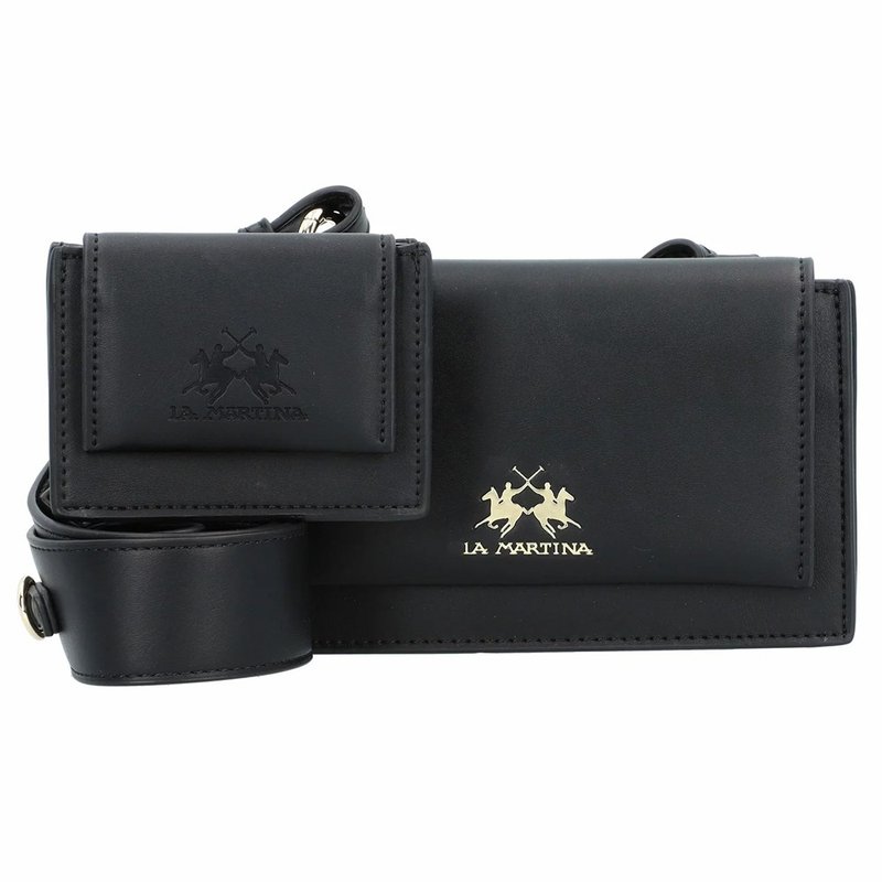 LA MARTINA 限量2折  頂級金標素面皮革肩背包 全新專櫃展示品 - 側背包/斜背包 - 人造皮革 黑色